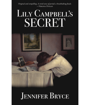 Sorrowing woman leaning on table in front of photo of her husband